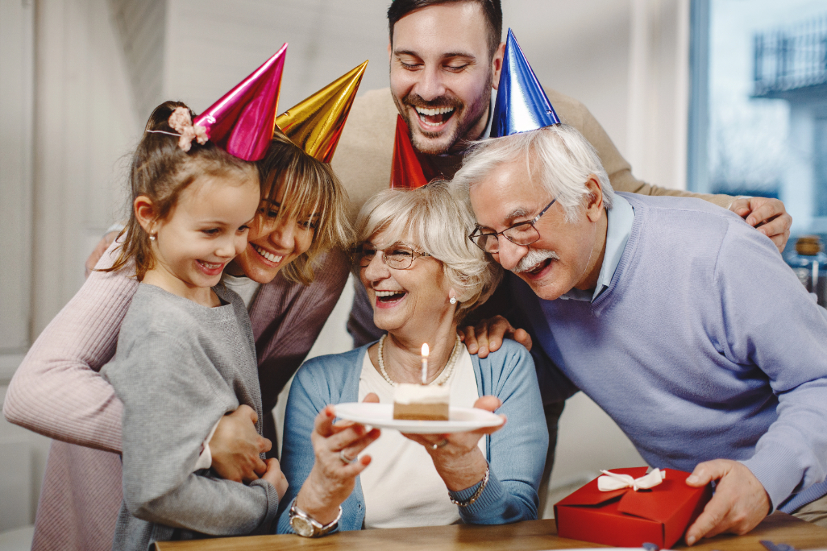 Vistacreate 589385000 stock photo cheerful multi generation family having fun while celebrating senior woman