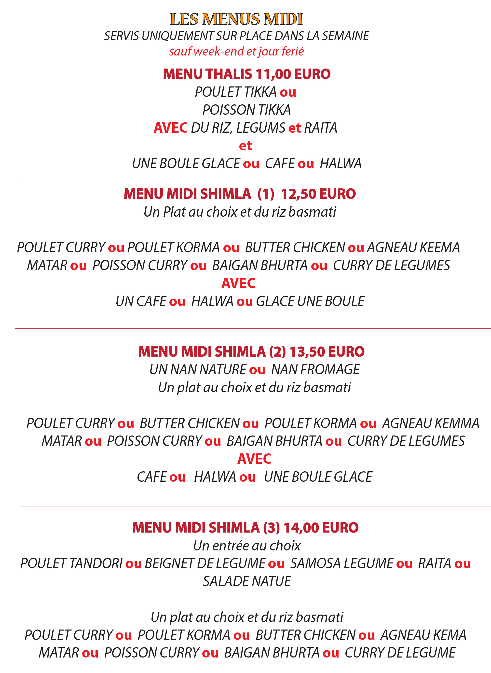 Menus midi