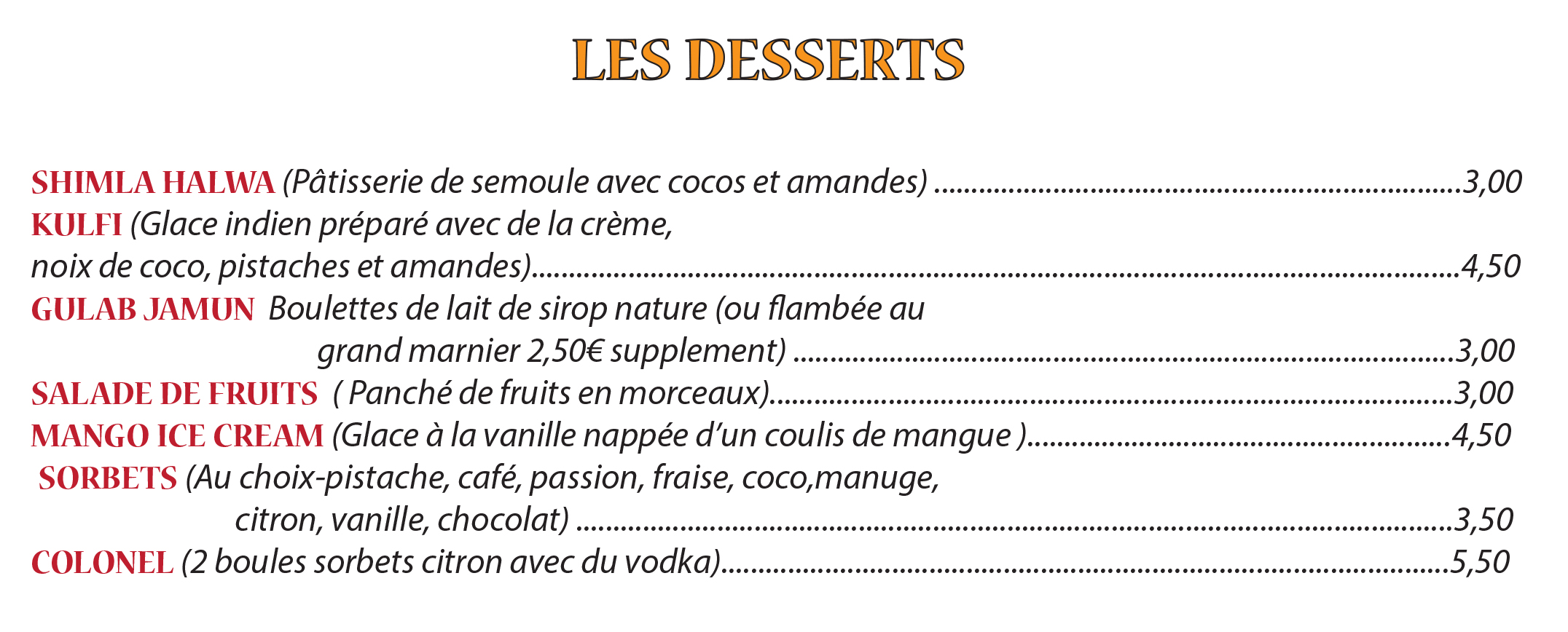 Desserts