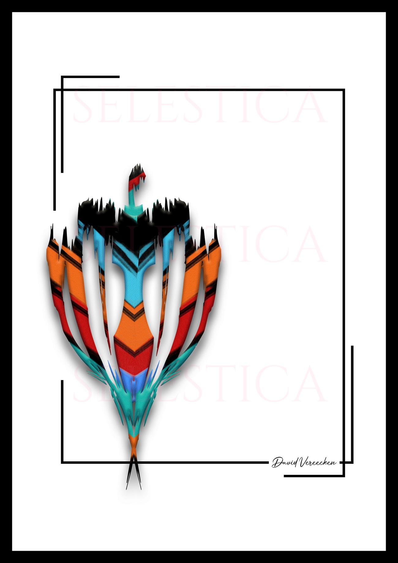 Motif abstrait symétrique Avalon, une illustration d'art contemporain créée par David Vereecken.

