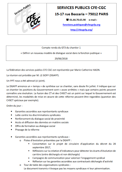 Compte rendu Groupe de Travail Chantier 1 GT3