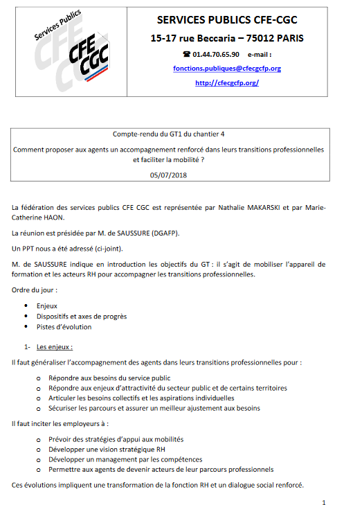 Compte rendu réunion GT1 Chantier 4