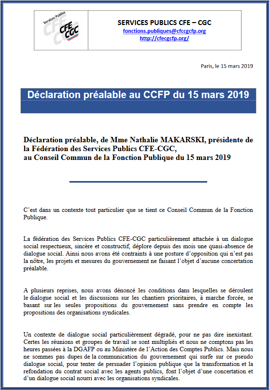 Projet de Loi de transformation de la Fonction Publique