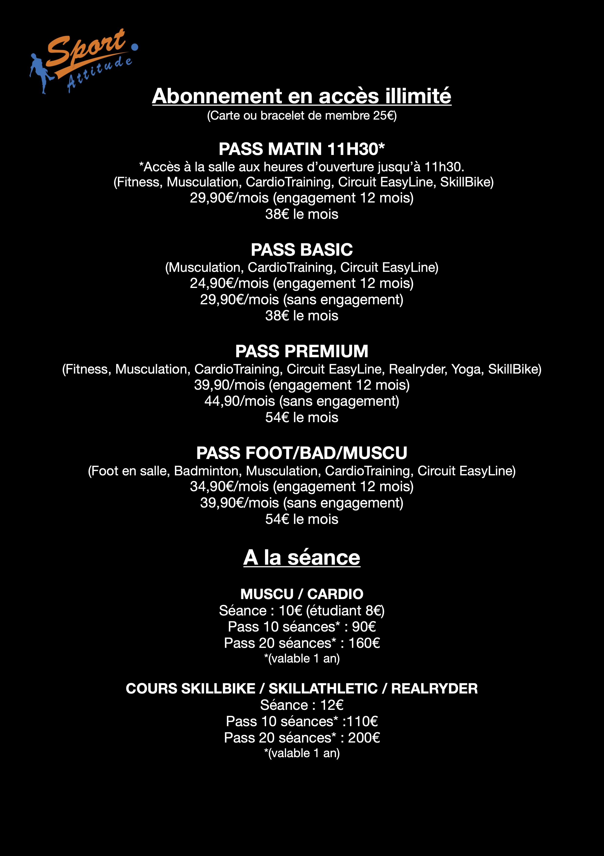 ESPACE REMISE EN FORME :
FITNESS - ZUMBA - LES MILLS - BODY PUMP  - BODY COMBAT - BODY BALANCE  - PILATES - MUSCULATION - CIRCUIT EASY LINE - CARDIO TRAINING - COACHING PERSONNEL - PROGRAMME PERSONNALISÉ (GRATUIT) - SWISS BALL - CROSS TRAINING - REALRYDER (VÉLO INDOOR NOUVELLE GÉNÉRATION) SOPHROLOGIE - PILATES YOGA - CROSSFIT - Crossfit - musculation - cardio - cardio training - coach - individuel - cross training - crosstraining - fitness - cours - séance - crossfit - CROSSFIT - Crossfit Aurillac - cardio - cardio training - muscu aurillac - pilates - sophro - sophro aurillac

ESPACE LOISIRS :
FUTSAL 4.4 ET FUTSAL 3.3 - BADMINTON - foot en salle - Foot en salle aurillac - badminton - bad aurillac - bad
DANSES - MODERN'JAZZ  - ZUMBA DANSE

ESPACE ENFANTS:
ZUMBA KIDS - GYM KIDS - MODERN'JAZZ - CROSSTRAINING KIDS

ÉVÈNEMENTS :
ANNIVERSAIRE - ENTERREMENT VIE DE JEUNE FILLE ET GARÇON

ESPACE DÉTENTE ET RESTAURATION RAPIDE
Crosstraining, Crosstraining aurillac, Zumba, Zumba kids, Modern’jazz, danse, danse aurillac, restauration, restauration rapide, snack, club-house, club house, club-house aurillac, soccer, soccer five, mills, rpm, RealRyder, body attack, body combat, body balance, body pump, body step, body jam, body balance, bodyattack, bodycombat, bodybalance, bodypump, bodystep, bodyjam, bodybalance, pilate, pilate aurillac, Pilate, yoga, Yoga, yoga aurillac, taï-chi, squash, Padel, squash aurillac, Padel aurillac,

SPORT SANTE, sport sante, Sport Sante, SPORT SANTé, sport santé, Sport Santé, maison sport santé, prescription, médecin, individuel, diabètes, Diabète, insuffisance cardiaque ,cardiaque, Cardiaque, AVC, diabète type 2,; métabolisme, chronique, maladie chronique, cancer, Cancer, cancer du sein, Cancer du Sein, cancer du colomb, CANCER, CANCER DU COLOMB, infarctus, infractus, coeur, Couer, maladie, Maladie, obésité, Obésité, OBESITE, morbide, BPCO, sport, santé, SANTE, diabétique, Diabétique, oncologie, Oncologie
