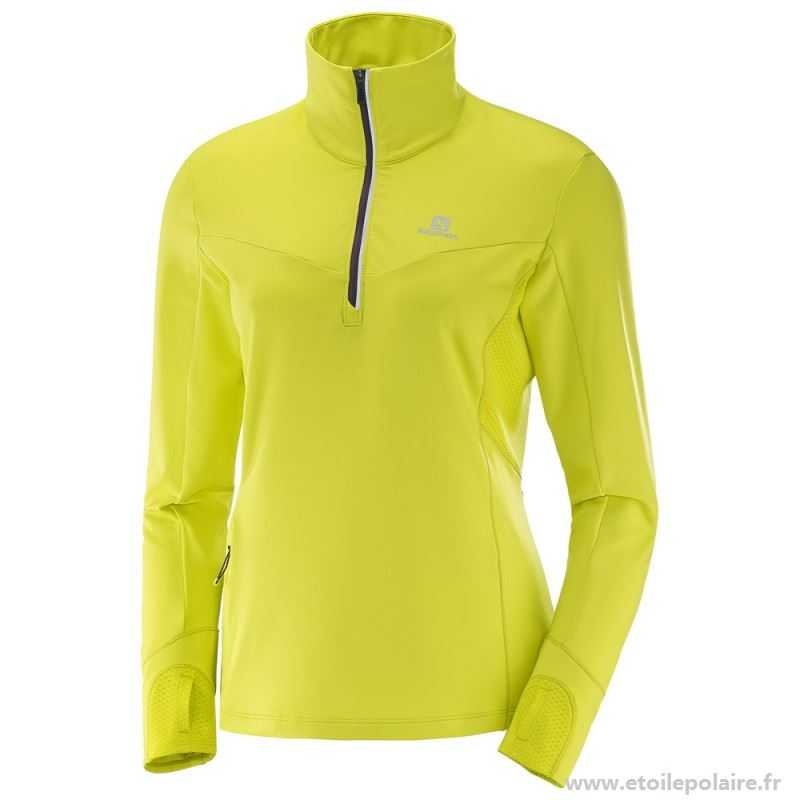 Salomon haut zipp femme salomon trail runner warm mid w sulphur violet ha ski t 