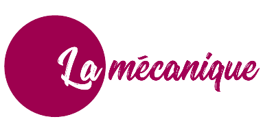 Support women - Titre La mécanique - Lettres blanches, rond prune