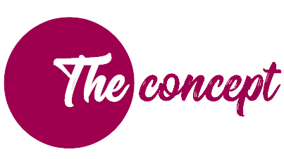 Support women - Title The concept - White letters, round plum color