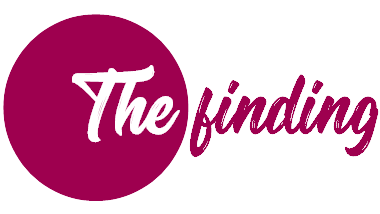 Support women - Title The finding - White letters, round plum color
