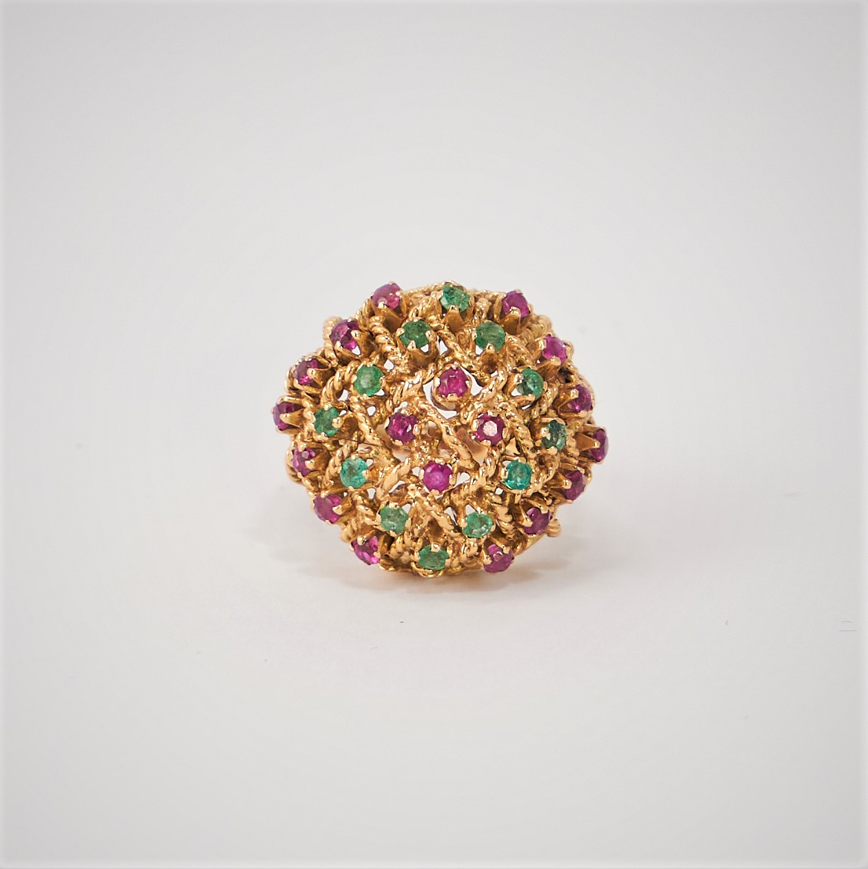 Bague boules d'or jaune et diamants