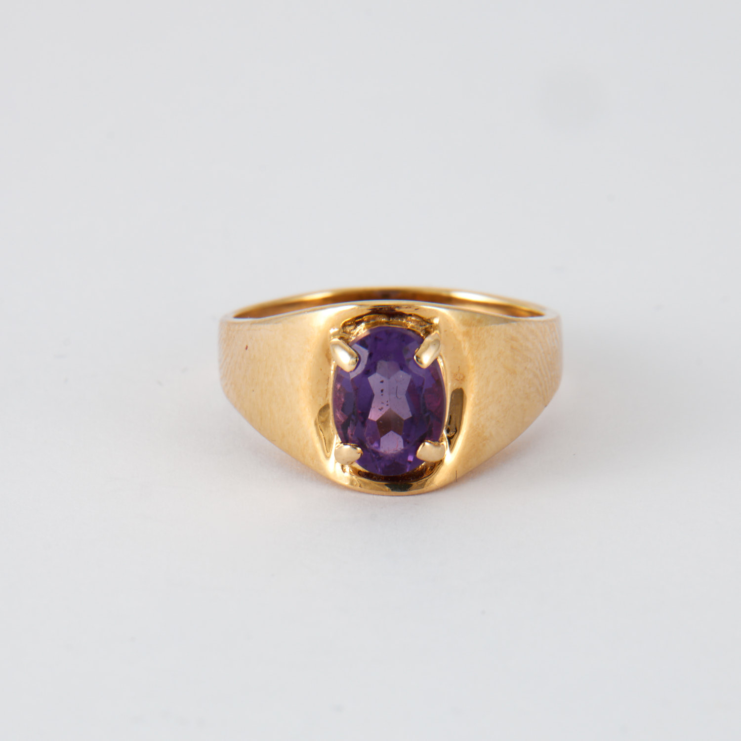 Bague Chevalière Or Jaune Améthyste