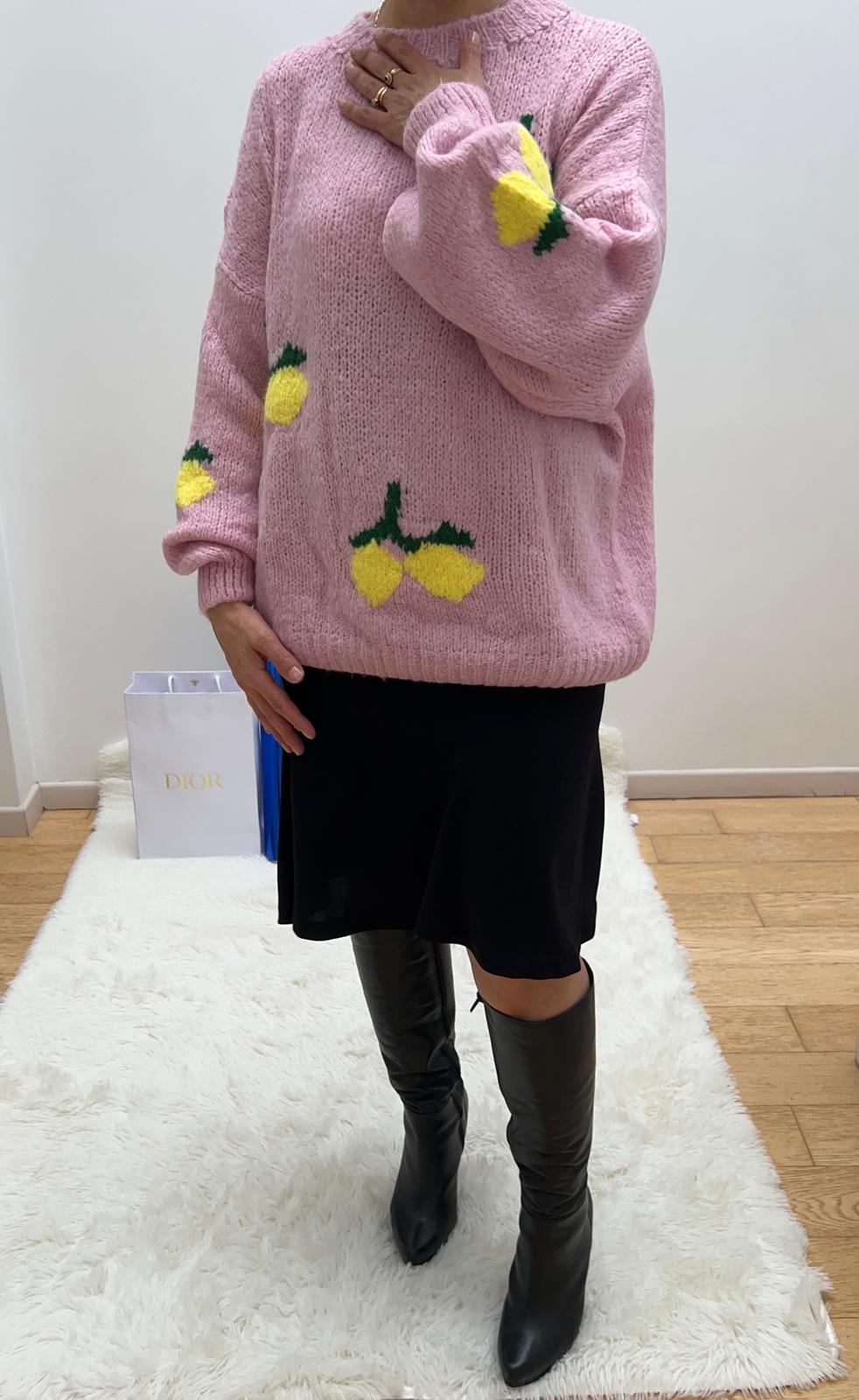 Pull-rose-motif-citron-