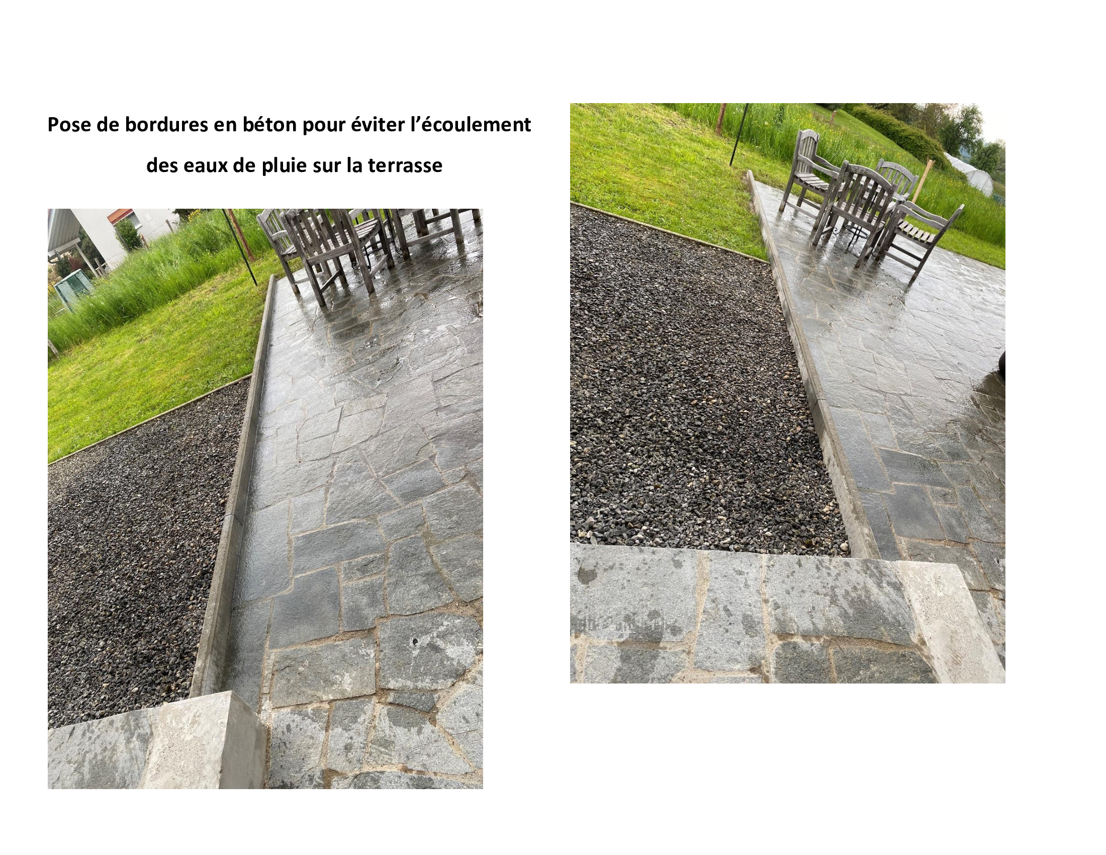 Pose de bordures en beton pour eviter l