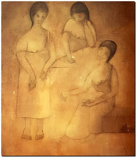 Peinture de l'artiste André Vereecken réalisée en 1960 (environ). Schilderij van kunstenaar André Vereecken gemaakt circa 1960. - 1960 (circa).02 - PHOTO (alb10)