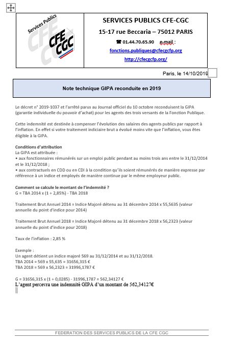 Note technique GIPA reconduite en 2019