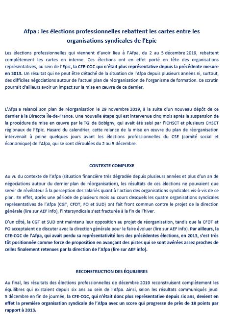 Elections professionnelles AFPA