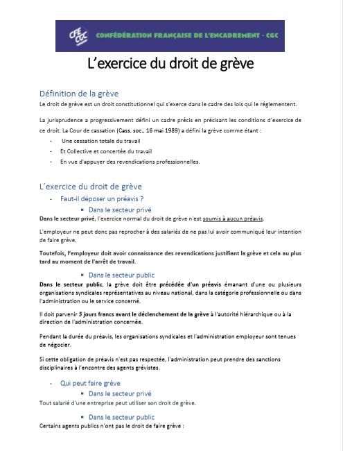 Documentation CFE-CGC DROIT DE GREVE