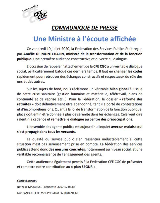 CFE CGC SP - Communiqué de presse - Amélie De Montchalin