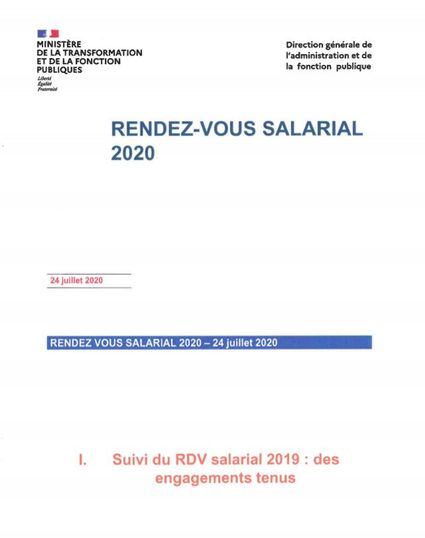 RENDEZ-VOUS SALARIAL 2020 - Deux documents