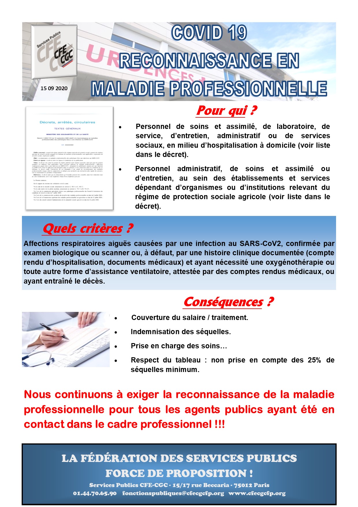 TRACT CFE-CGC SP RECONNAISSANCE MALADIE PROFESSIONNELLE