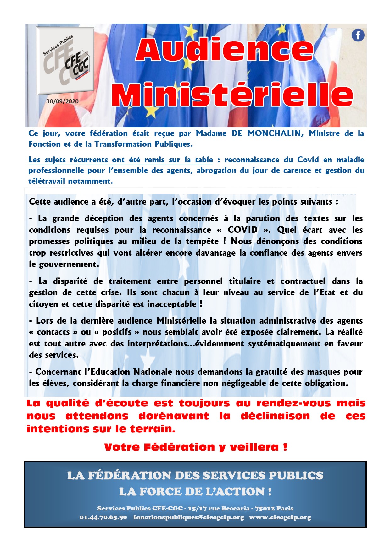 CFE-CGC SP AUDIENCE MINISTERIELLE