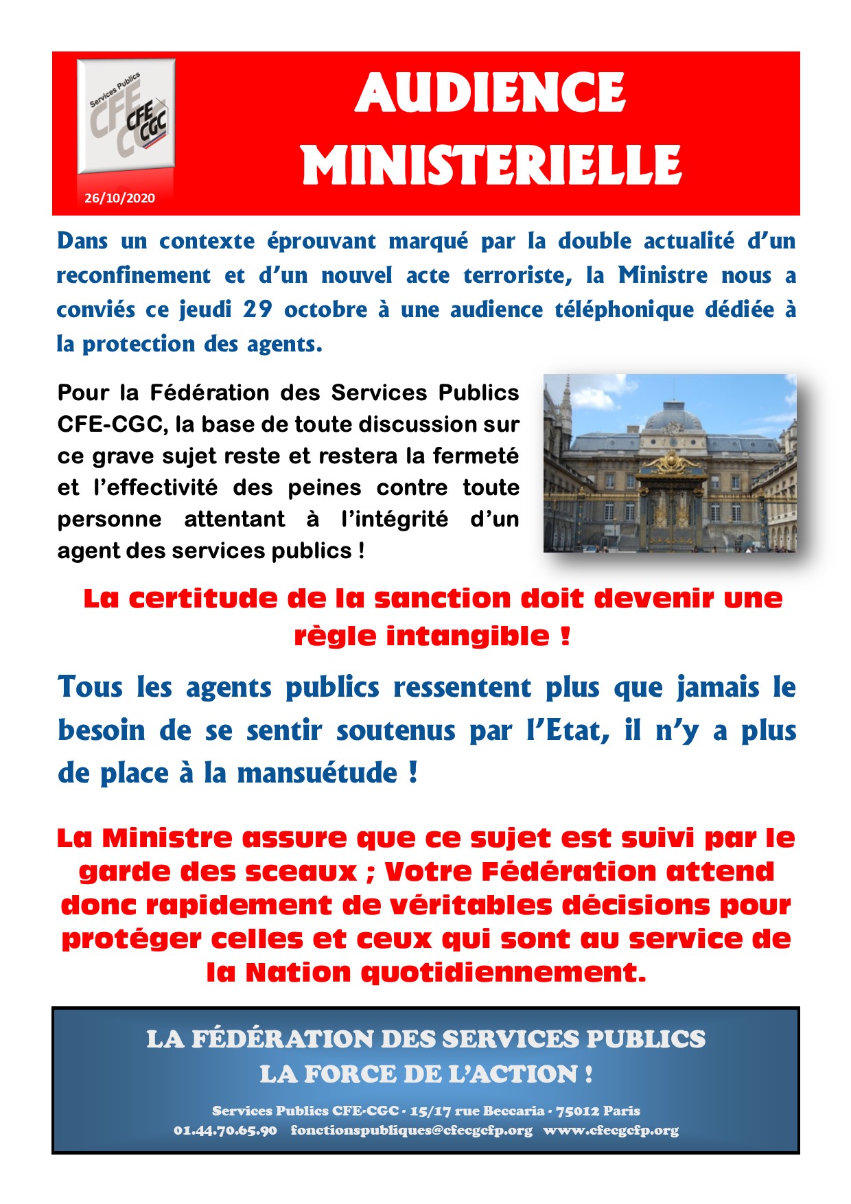 Audience Ministre 29 octobre 2020