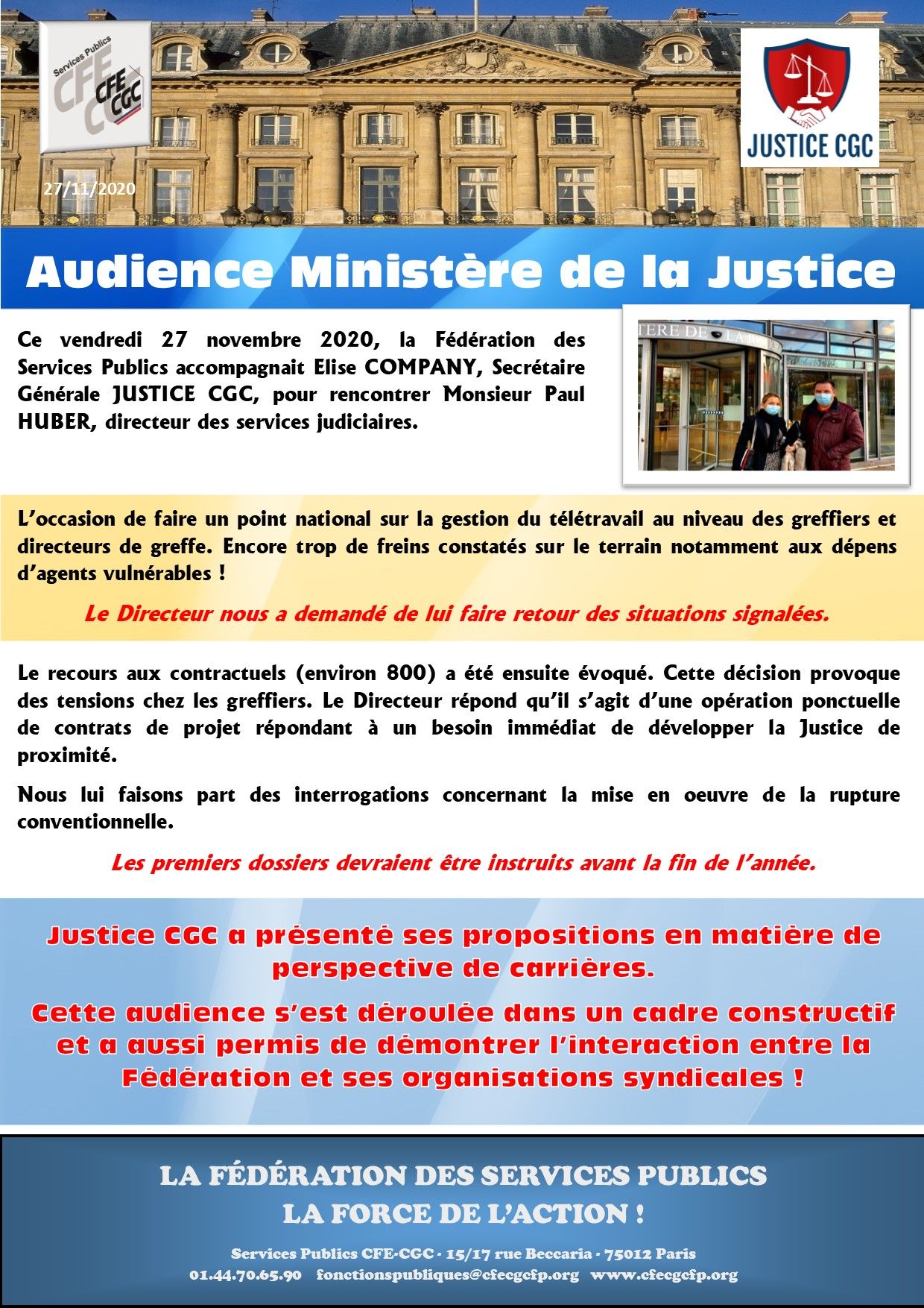 Audience ministère de la justice