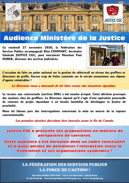 Audience ministère de la justice