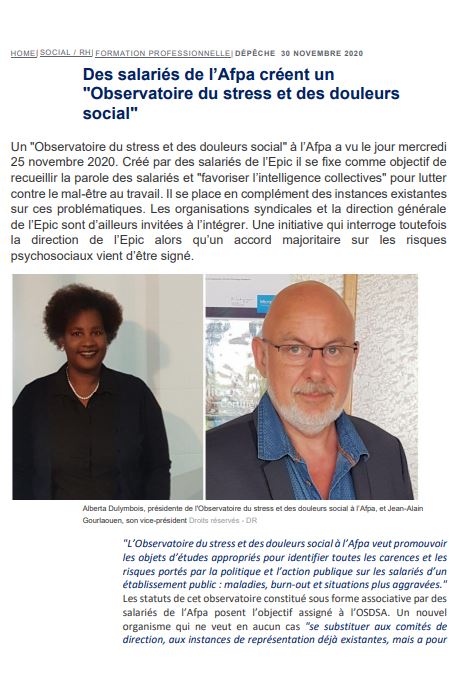 AFPA - Observatoire du stress et des douleurs social