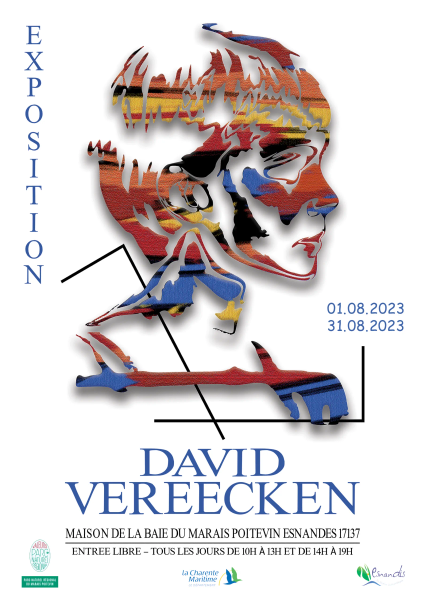 Affiche de l'exposition de l'artiste plasticien David Vereecken, du 01 au 30 août 2023 - La Maison de la Baie du Marais poitevin, Esnandes.