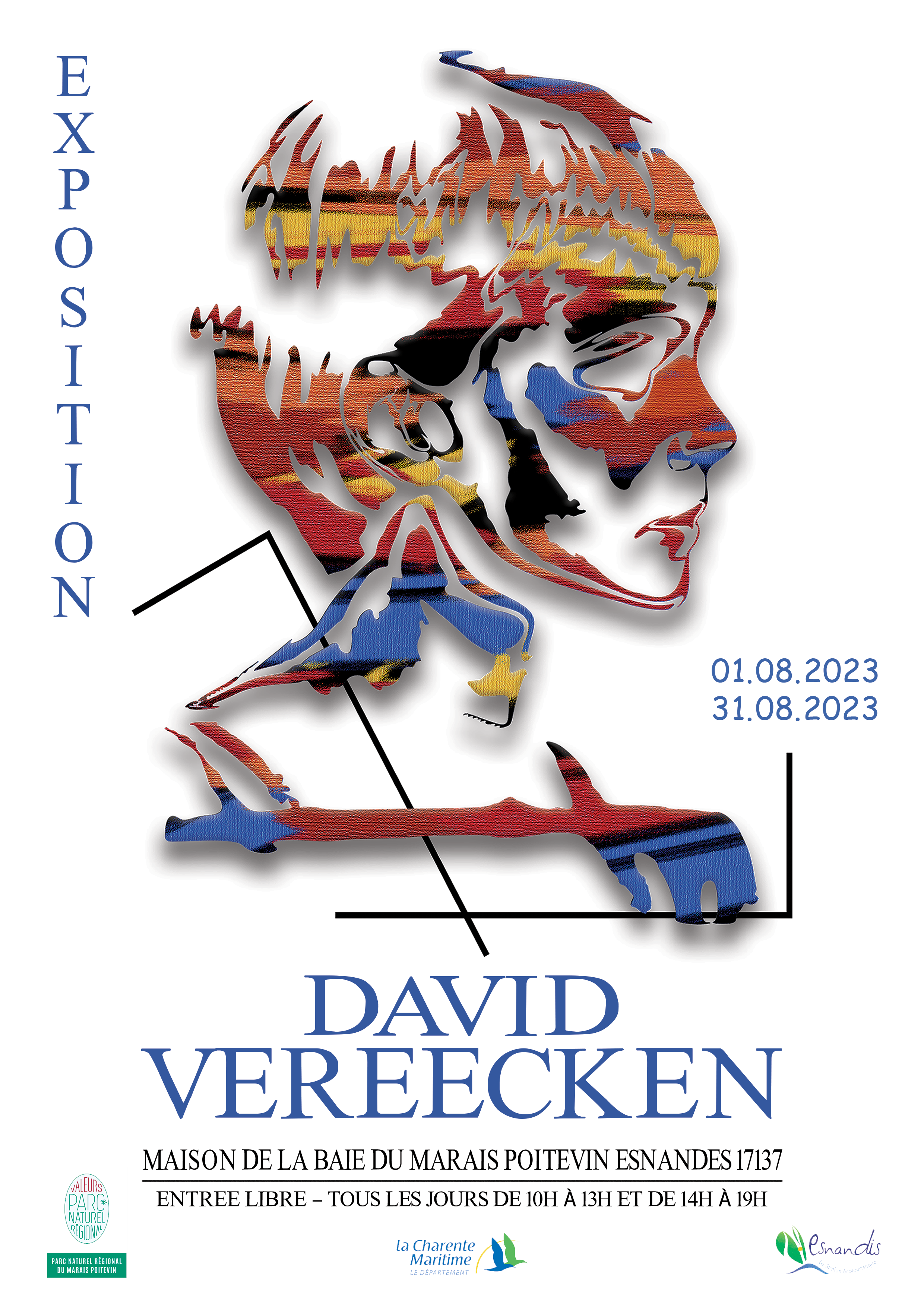 Affiche de l'exposition de David Vereecken à la Maison de la Baie d'Esnandes en août 2023.



