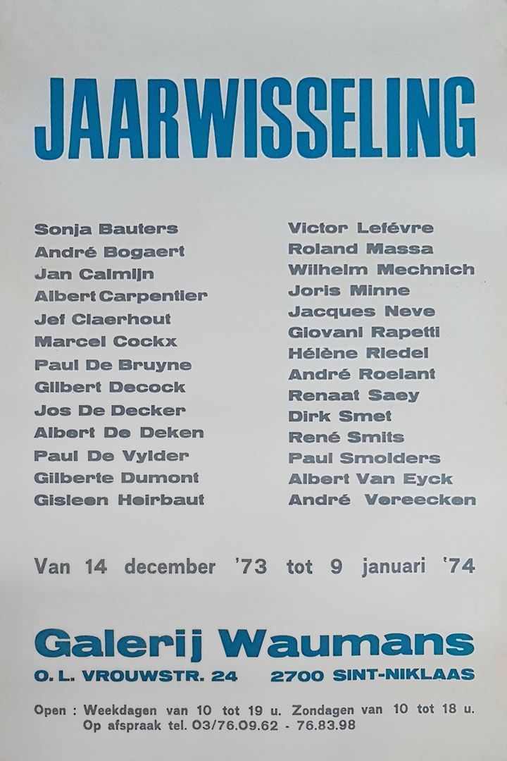 Jaarwisseling Galerij Waumans te Sint-Niklaas tentoonstelling poster 1973-1974
