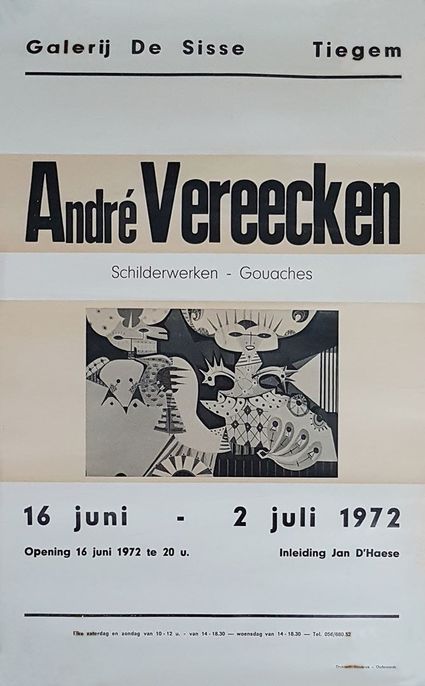 Affiche tentoonstelling  André Vereecken Galerij De Sisse Tiegem 1972

