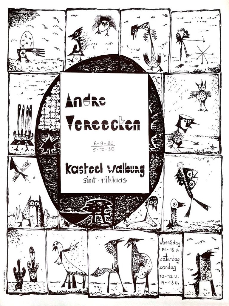 Tentoonstellingsaffiche André Vereecken Kasteel Walburg te Sint-Niklaas 1980

