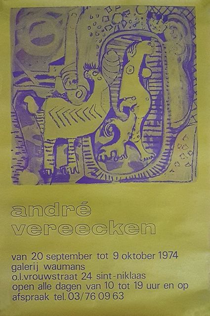 Tentoonstelling affiche André Vereecken Galerij Waumans te Sint-Niklaas 1974

