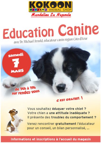 Mandelieu : éducation canine le 7 mars