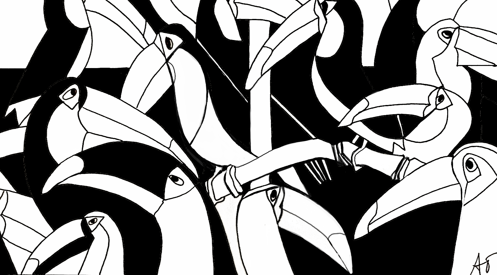 Paravent de toucans 1