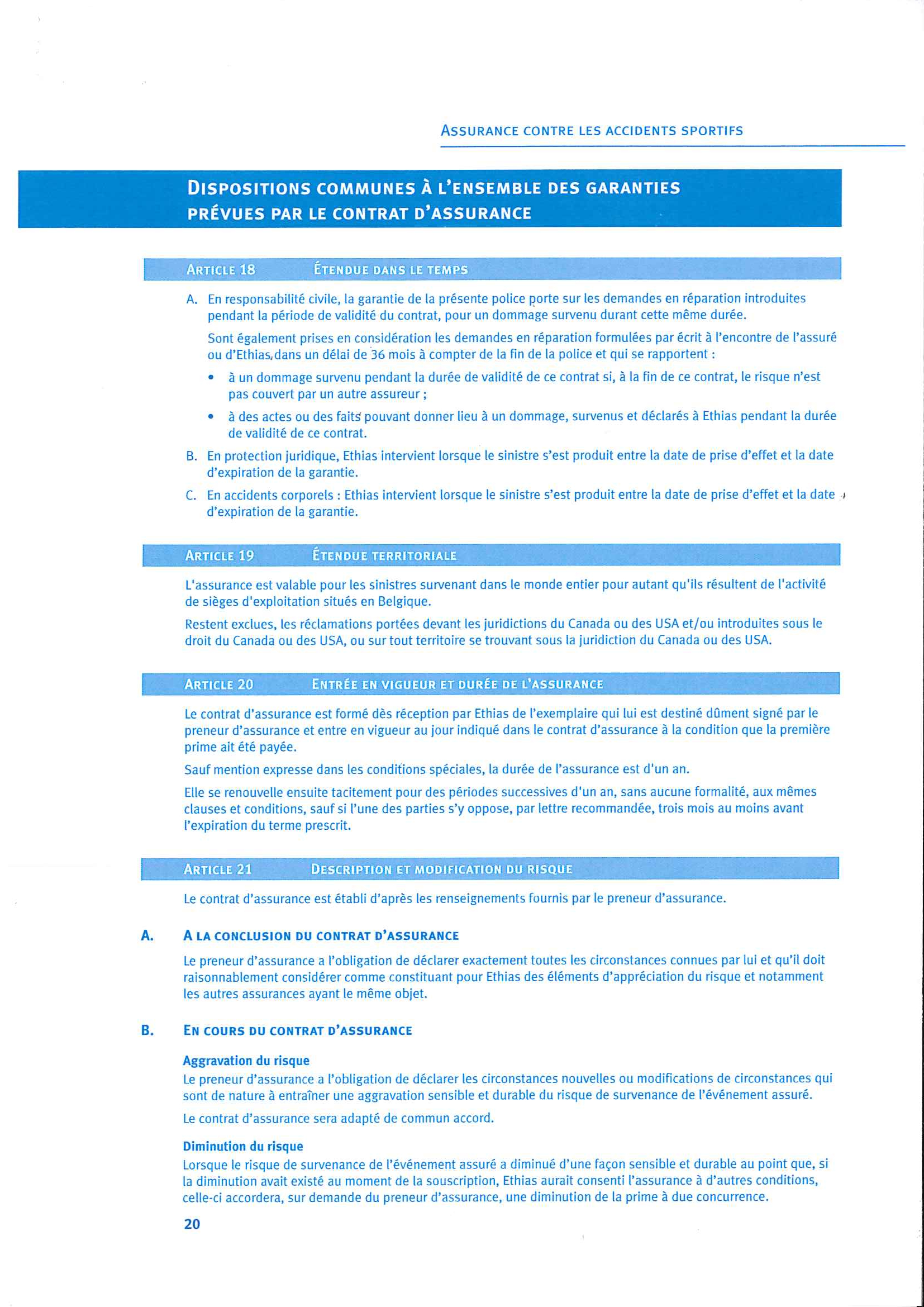 Contract d assurance 19 