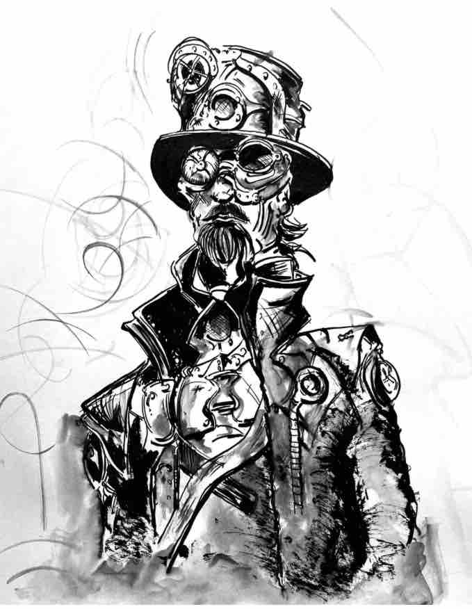 dessin dessiner les visages en mode steampunk. 