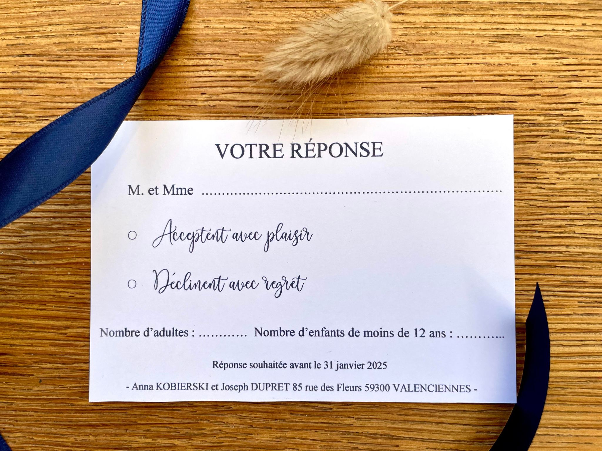 Carton reponse