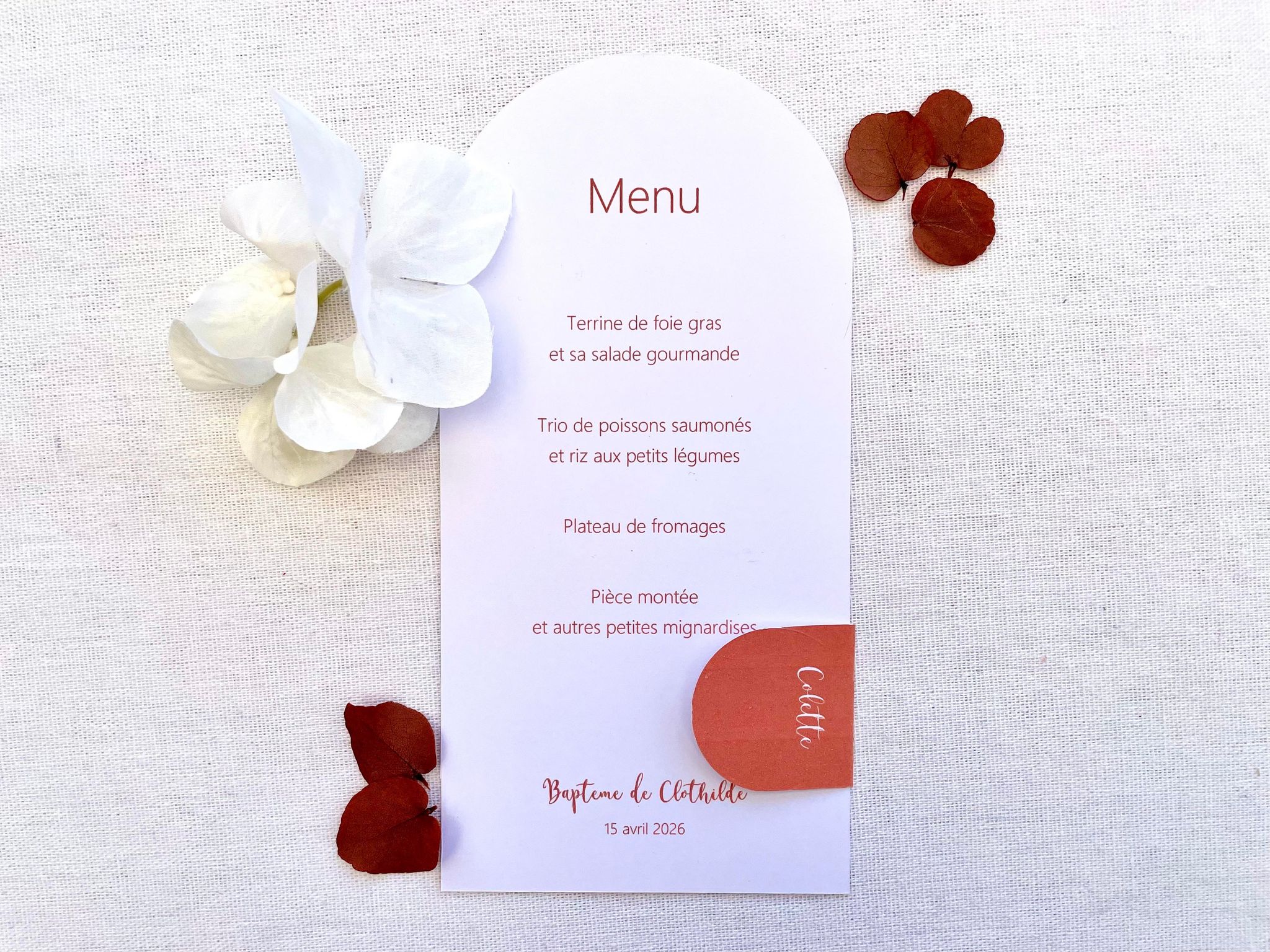 Menu marque place