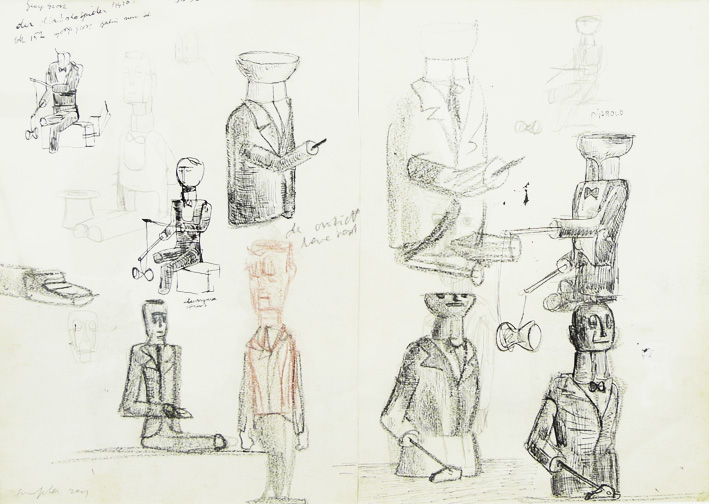 Sven t jolle sketchbook drawing diabolo 2009 40 5 x 51 5 cm encadre fusain sanguine encre et crayon sur papier