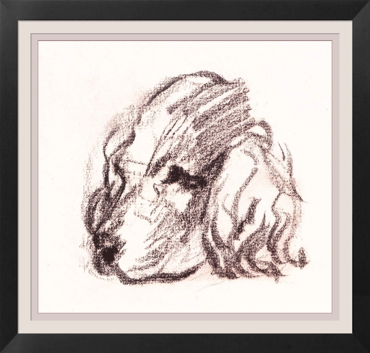 Cocker contrarie craie brune sur papier ingres 120 x 120 mm