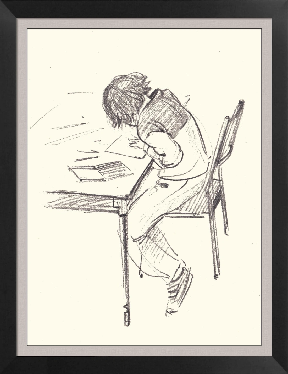 Jeune dessinateur graphite sur papier 140 x 100 mm