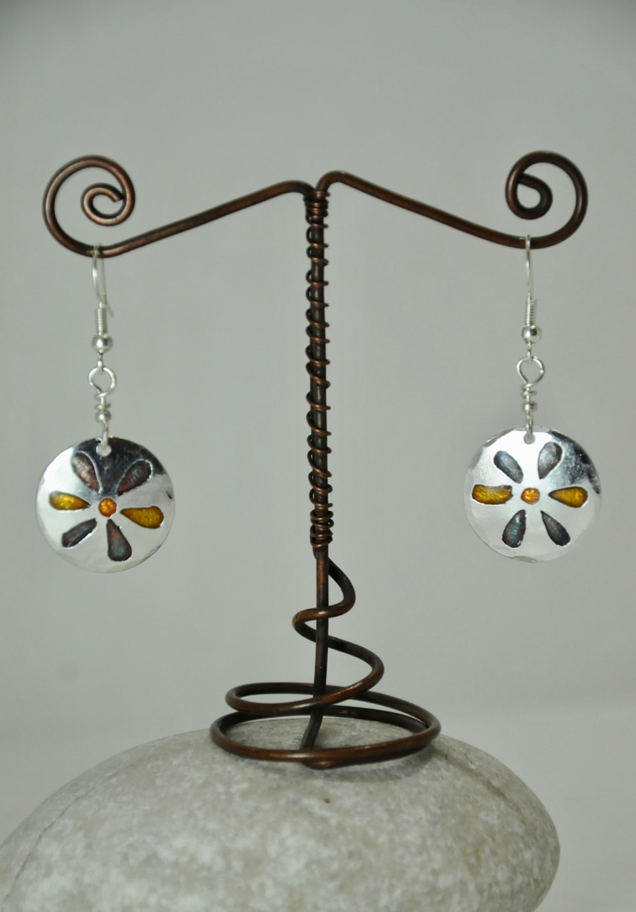 n°20-Boucles métal ronde bleu 23€