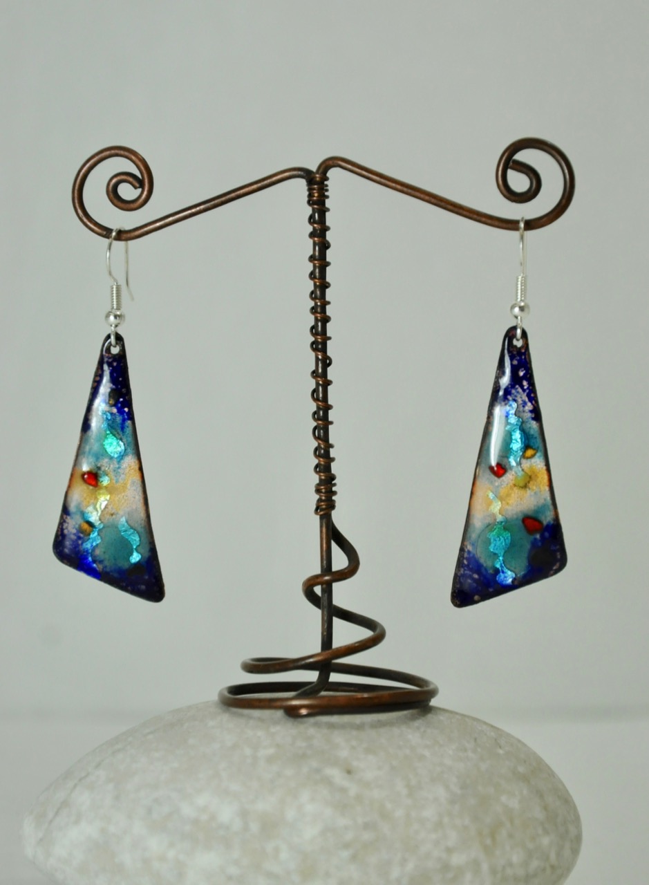 Boucles triangles longue bleu fonce 
