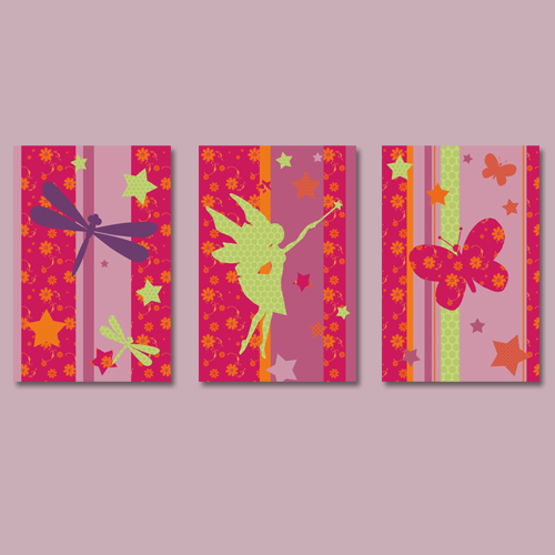 Fee print fushia x3