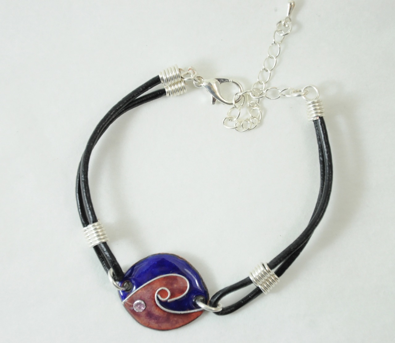 Bracelet ovale bleu mauve 2