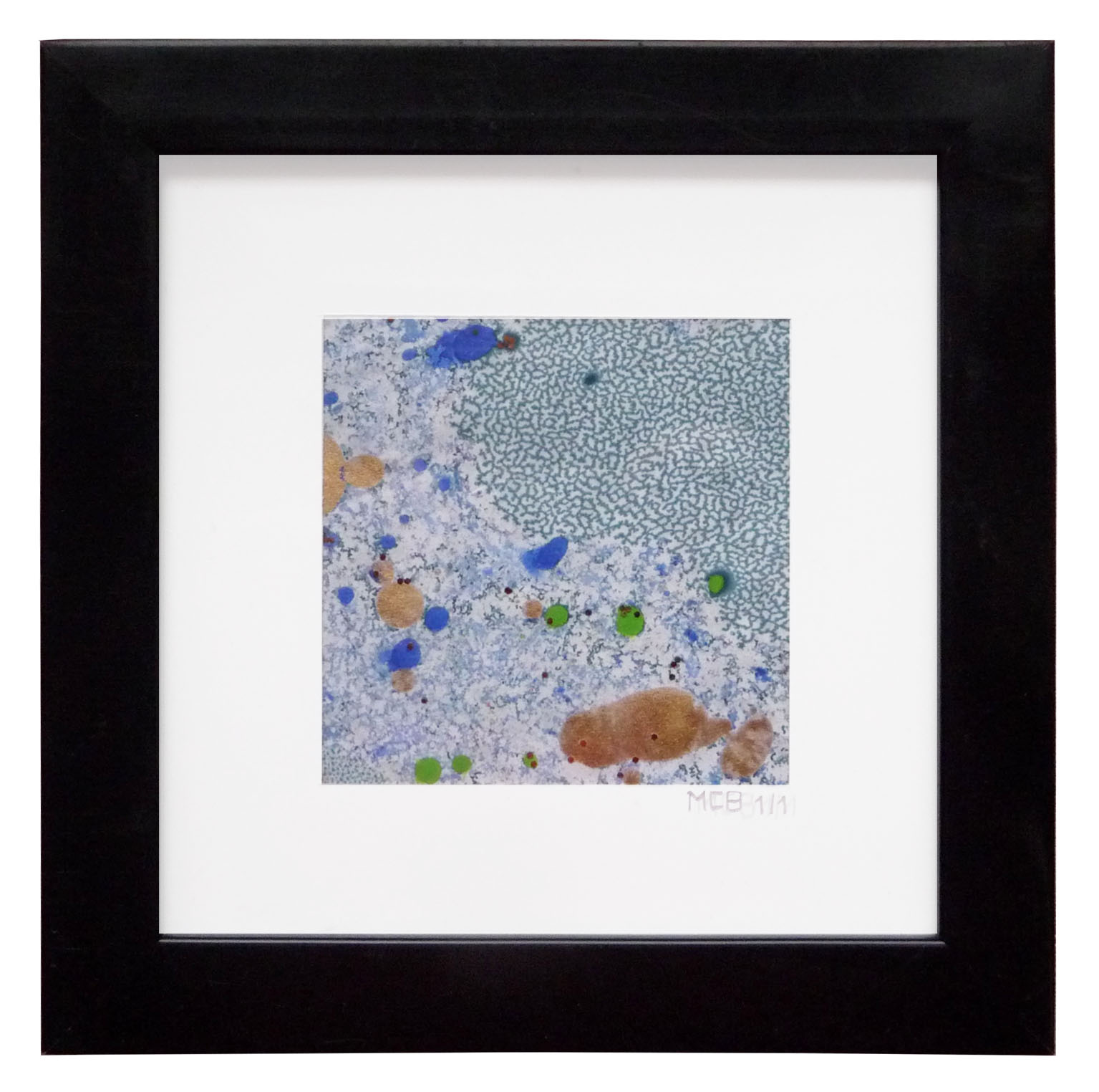 Peinture papier marbre bleue 17x17cm