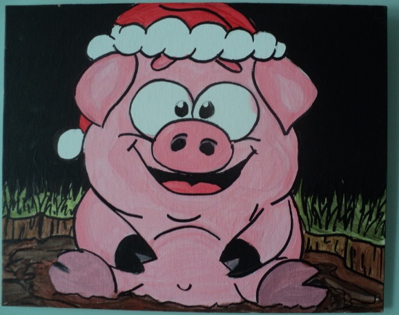 Tableau 24 x 30 cm cochon de noel