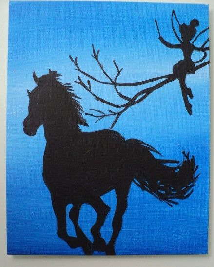 Tableau 24 x 30 cm fee et galop fait maison sur carton toile